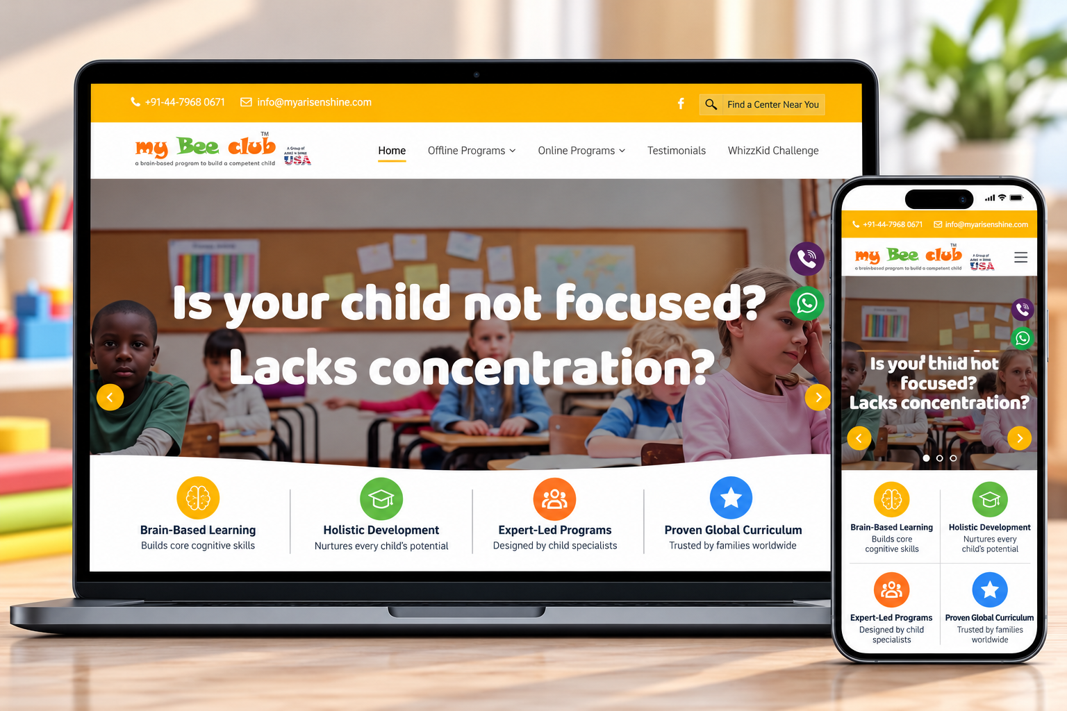 MyBeeClub PRIME EdTech Responsive Website Mockup