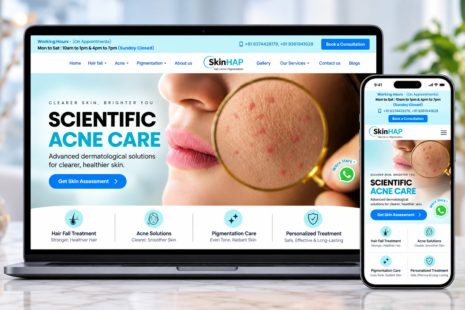 SkinHAP Health-Tech Responsive Website Mockup
