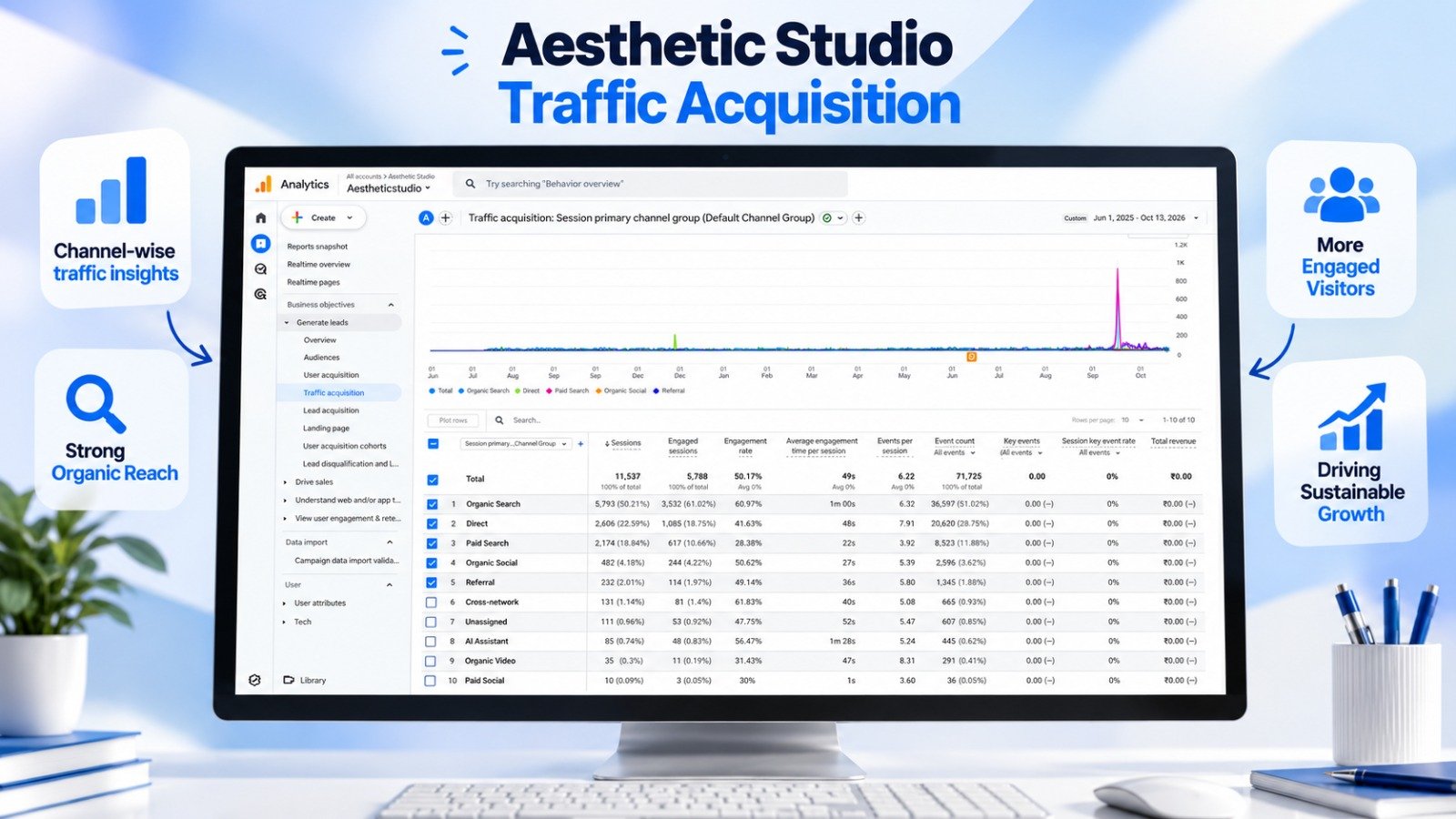 The Aesthetic Studio Organic Search Traffic and Conversion Proof