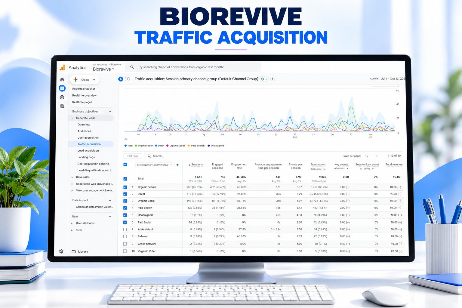 BioRevive GA4 and Search Console Organic Traffic Growth Proof