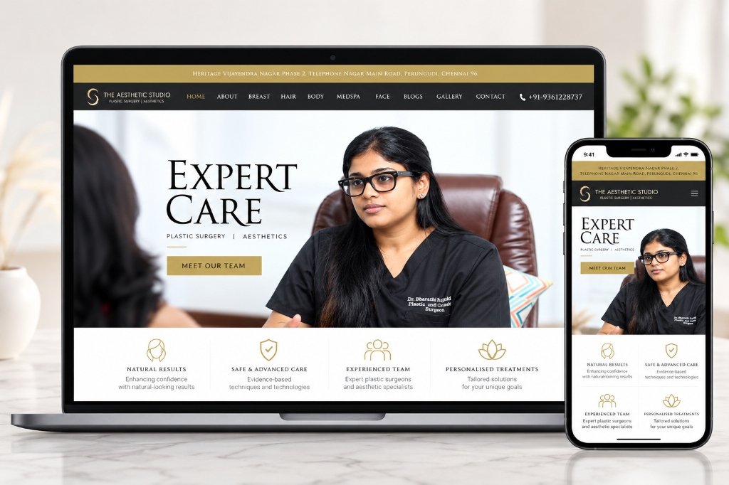 The Aesthetic Studio Medical Web Portal Mockup - Desktop & Mobile Viewports