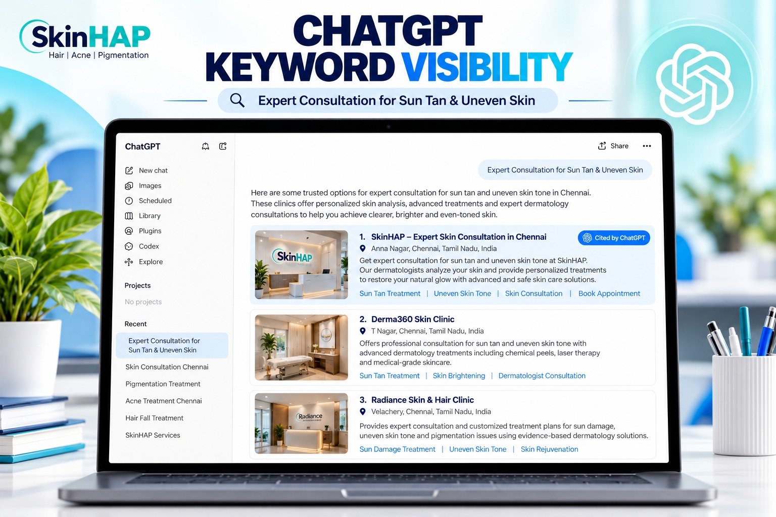 SkinHAP ChatGPT Keyword Visibility Proof