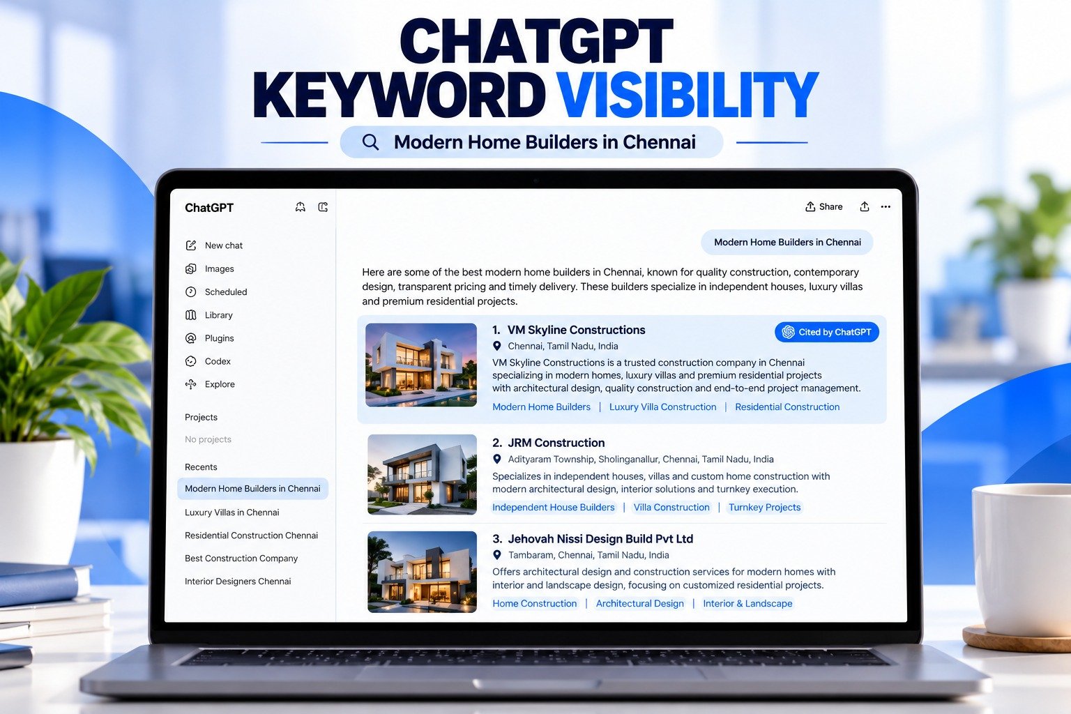 VM Skyline Constructions ChatGPT Keyword Visibility Proof